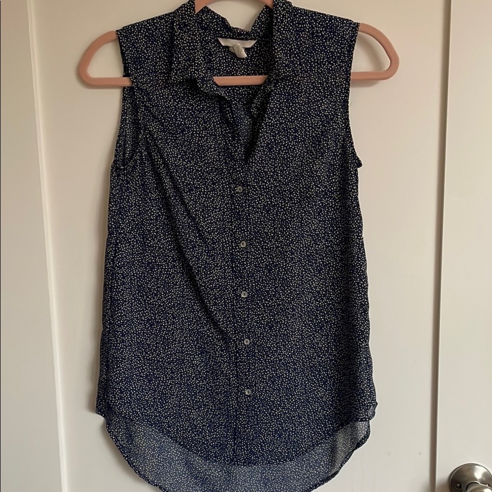 H&M Blue Button Down Shirt with Notched Collar